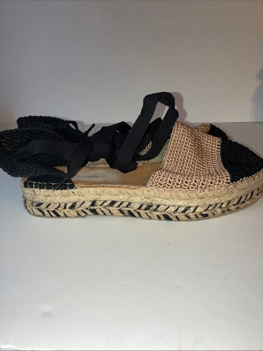 Free People, Island Time Espadrilles, Size EU 39/ US 8.5, Black & Beige